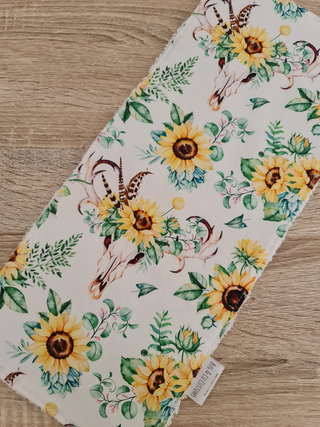 Burp cloth sunflower and horns